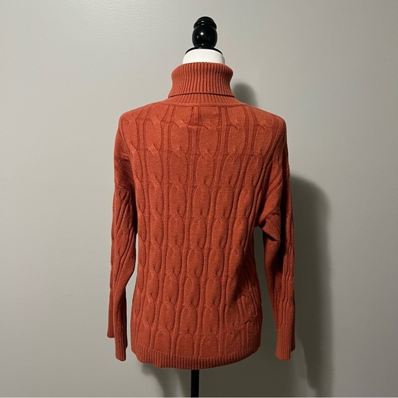 Papillon Cable Knit Turtleneck Sweater Rust - Picture 9 of 10